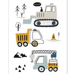 Frameless Excavator Canvas Art Poster: Nordic Style Decorative Painting for Kids Room & Modern Home Decor