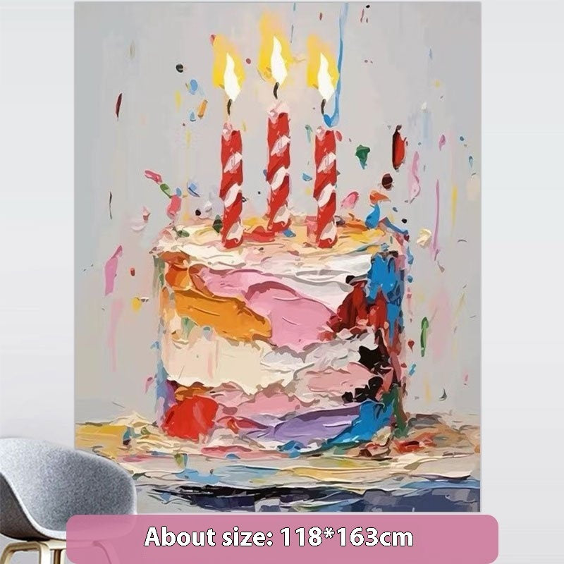 Birthday Scene Setting Supplies – Hanging Cloth Banner, Cake & Photo Background for Party Decoration
