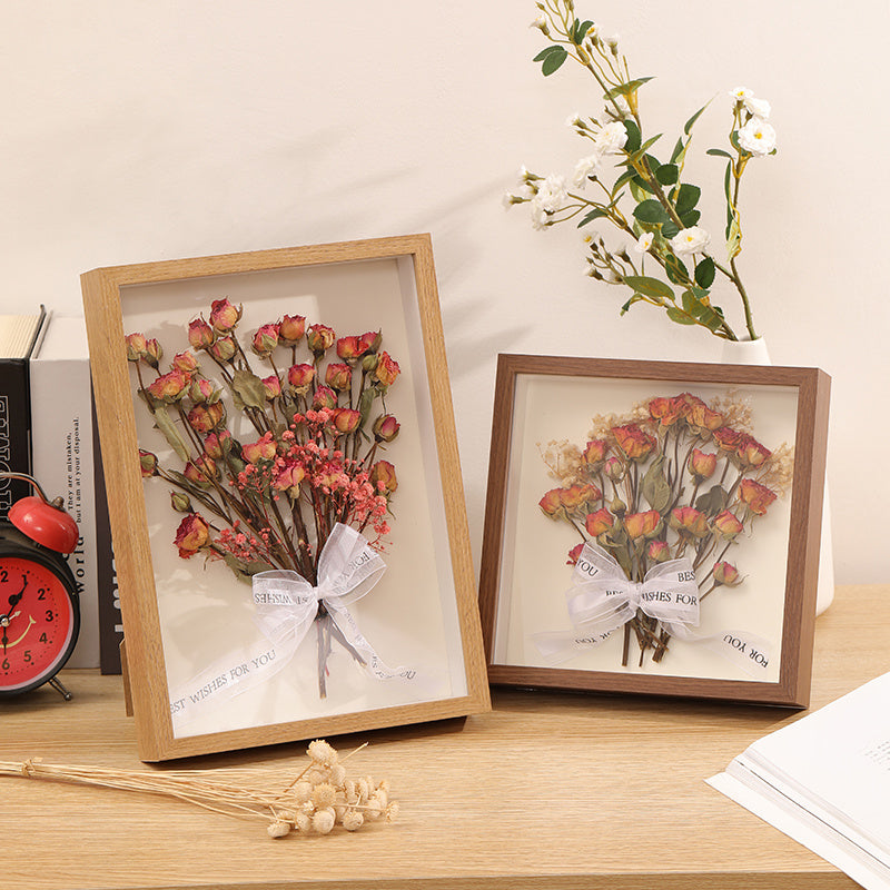 Hollow Dried Flower Photo Frame – Handmade 3D Table Decoration | Preserved Flower Storage Home & Office Display