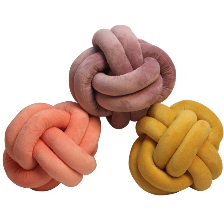 Knotted Plush Ball Design Round Throw Pillow – Soft, Cuddly & Modern Home Decor Cushion