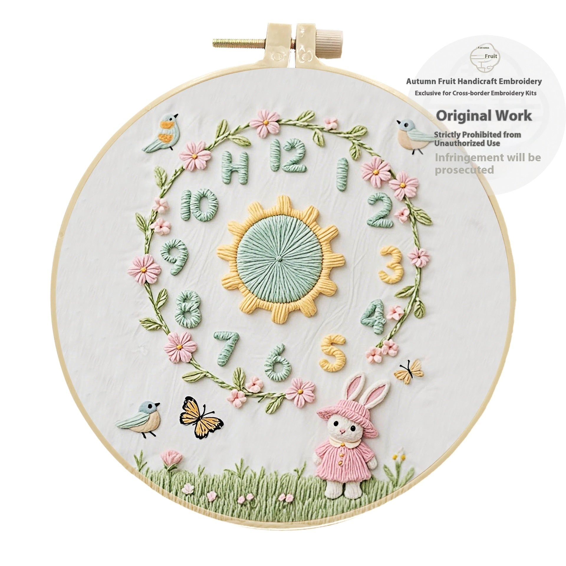 DIY Embroidery Clock Kit: Creative Simple Handmade Wall Decoration Material Package (Choose Your Animal Style)