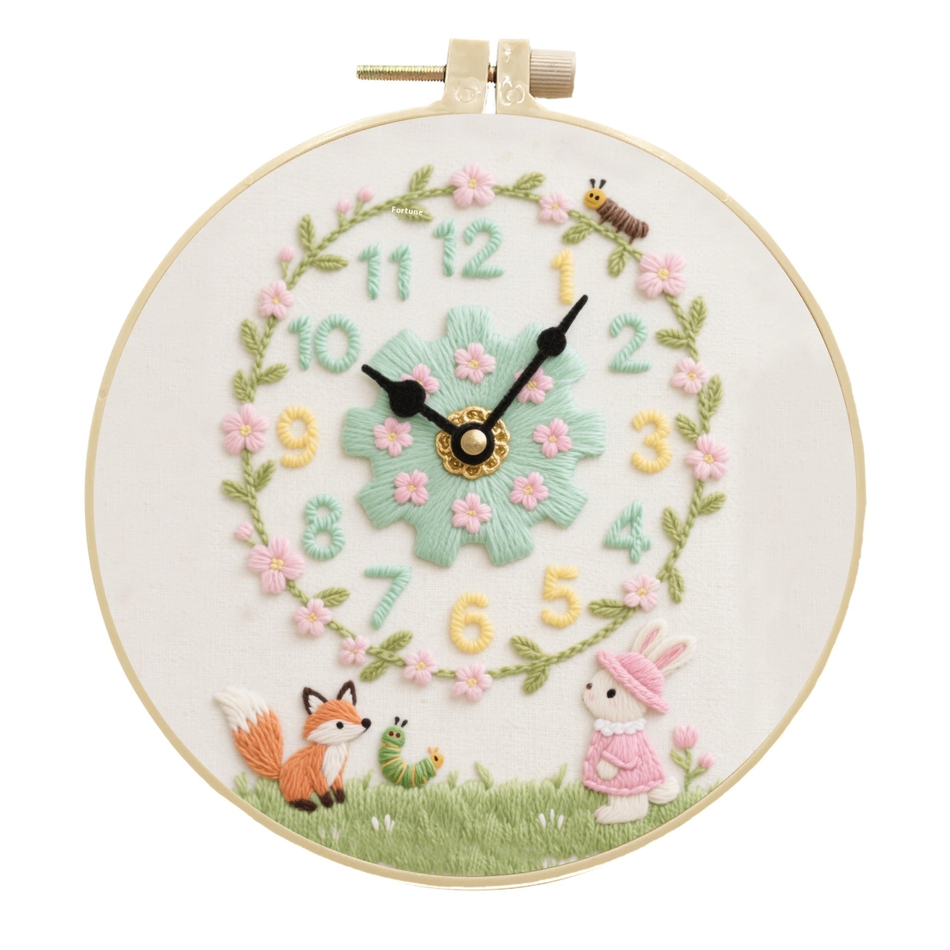 DIY Embroidery Clock Kit: Creative Simple Handmade Wall Decoration Material Package (Choose Your Animal Style)