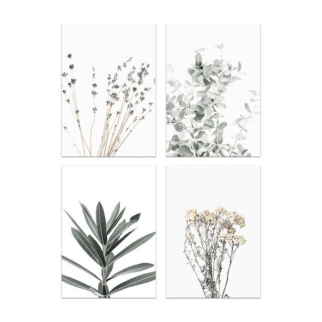 Nordic Plant Canvas Wall Art – Modern Frameless Greenery Decoration Painting