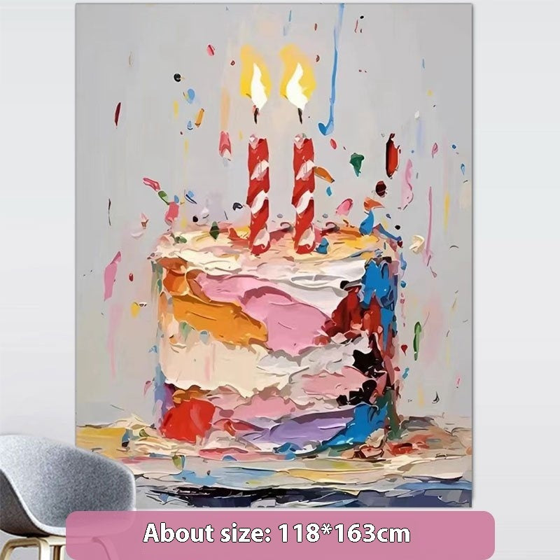 Birthday Scene Setting Supplies – Hanging Cloth Banner, Cake & Photo Background for Party Decoration