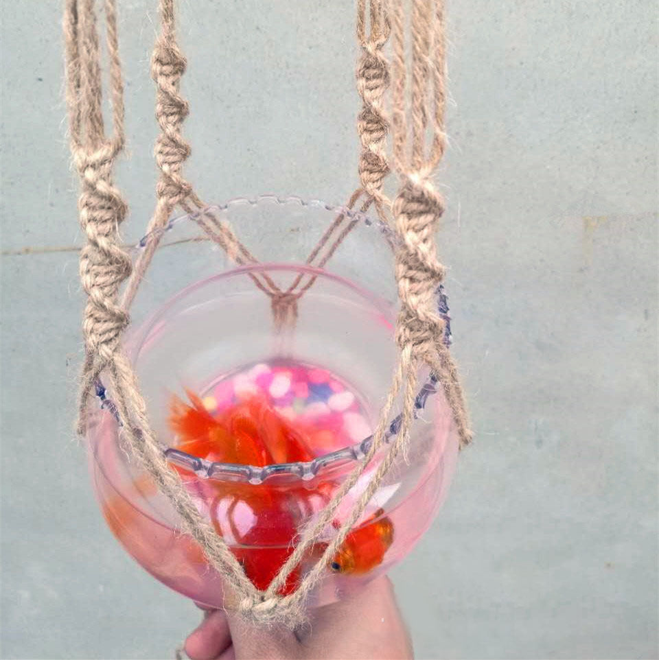 Flower Pot Net Bag – European-Style Hemp Rope Hanging Planter for Home, Balcony & Office Greening