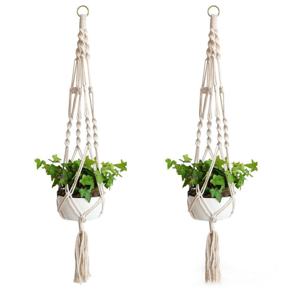 Flower Pot Net Bag – European-Style Hemp Rope Hanging Planter for Home, Balcony & Office Greening