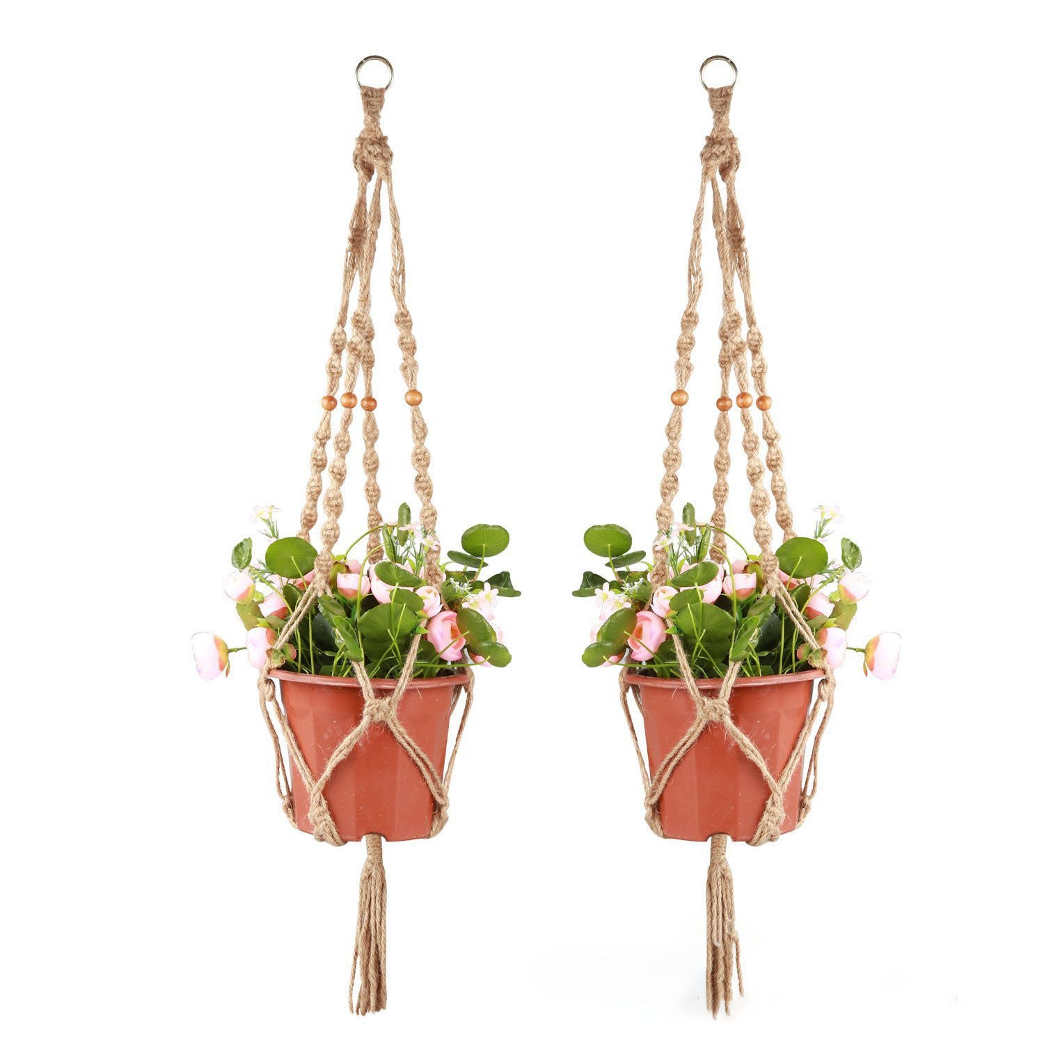 Flower Pot Net Bag – European-Style Hemp Rope Hanging Planter for Home, Balcony & Office Greening