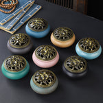 Copper Lid Ceramic Incense Burner – Buddha Antique Alloy Wire Aromatherapy Holder