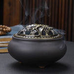 Copper Lid Ceramic Incense Burner – Buddha Antique Alloy Wire Aromatherapy Holder