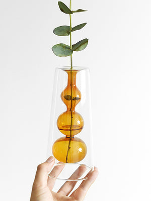Retro Stained Glass Gourd Vase – Nordic Style Hydroponic Plant Flower Holder