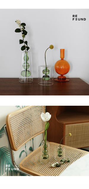 Retro Stained Glass Gourd Vase – Nordic Style Hydroponic Plant Flower Holder