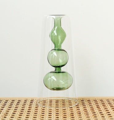 Retro Stained Glass Gourd Vase – Nordic Style Hydroponic Plant Flower Holder
