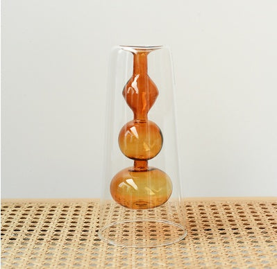 Retro Stained Glass Gourd Vase – Nordic Style Hydroponic Plant Flower Holder
