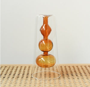 Retro Stained Glass Gourd Vase – Nordic Style Hydroponic Plant Flower Holder