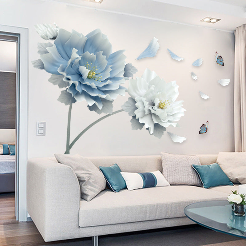 Bedroom Bedside Wall Sticker – Extra Large Floral PVC Wallpaper Mural