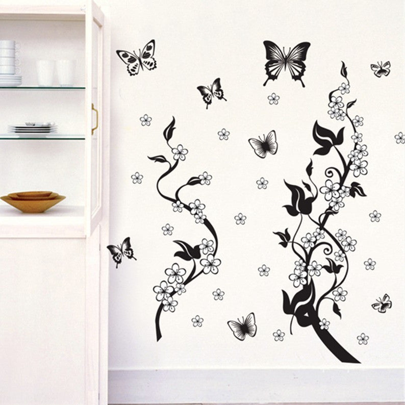 Butterfly Flower Wall Sticker – Fashion PVC Third Generation Home Decoration