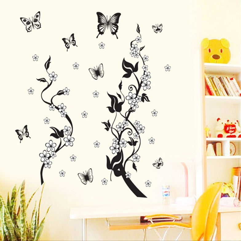 Butterfly Flower Wall Sticker – Fashion PVC Third Generation Home Decoration