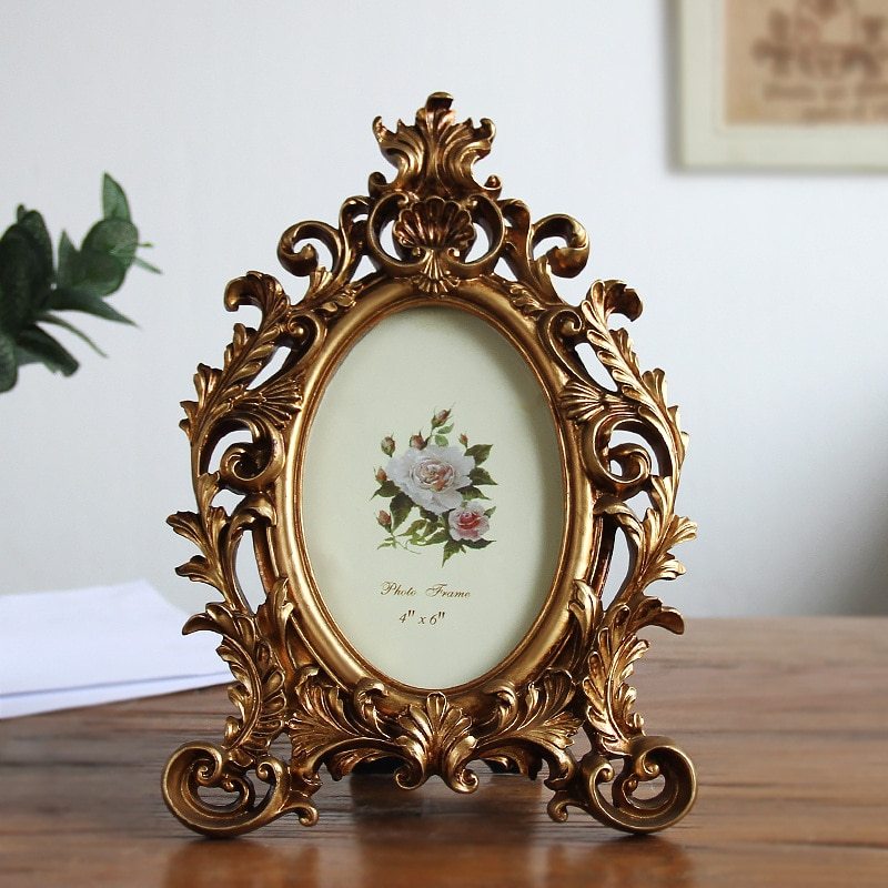 European Oval Resin Photo Frame – Vintage Decorative Picture Frame with Glass Cover | Elegant Home Décor
