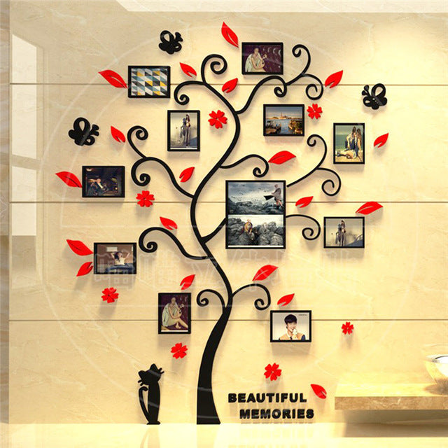 Family Tree Photo Frame Wall Sticker – Acrylic DIY Home Wall Decoration