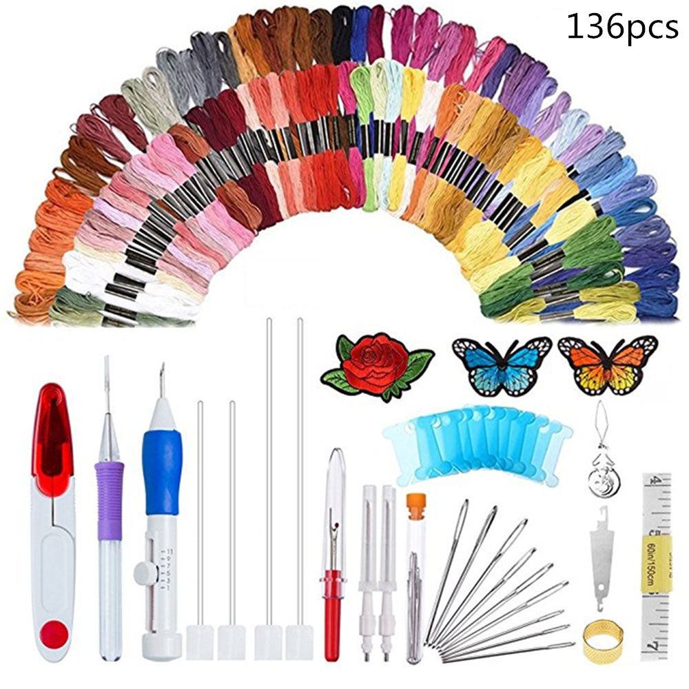 DIY Embroidery Kit with 50 Color Threads – Beginner & Professional Sewing Set