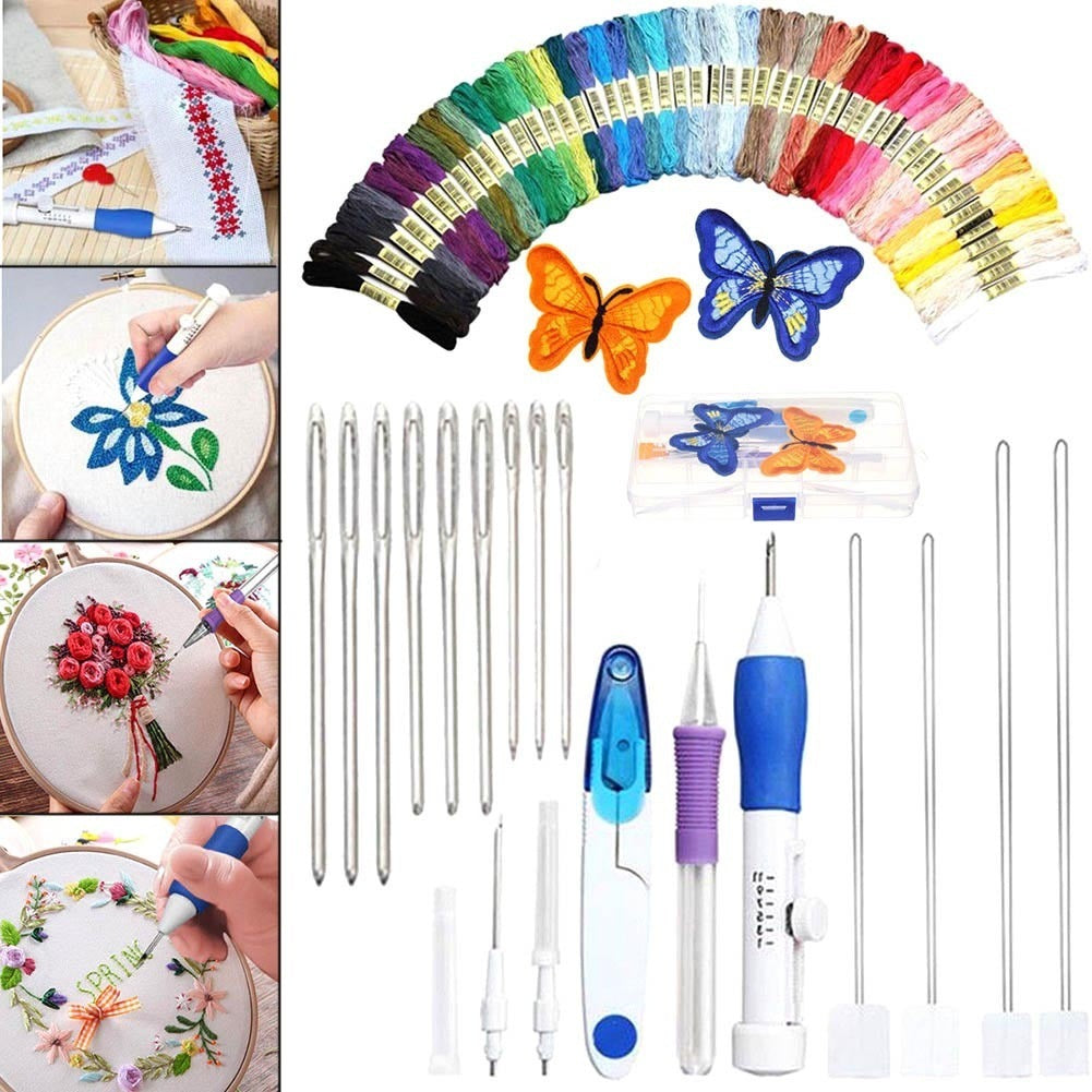 DIY Embroidery Kit with 50 Color Threads – Beginner & Professional Sewing Set