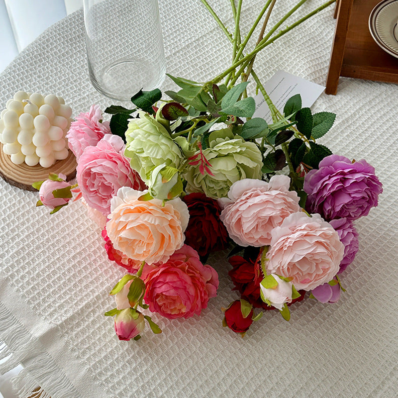 High Quality Pink Peony & Rose Artificial Flower Bouquet for Living Room Home, Wedding & Photography Decor