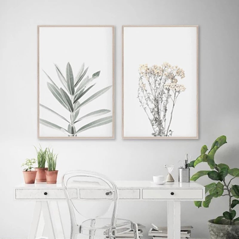 Nordic Plant Canvas Wall Art – Modern Frameless Greenery Decoration Painting