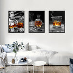Vodka Wine Glass Still Life Triple Oil Painting – Canvas Wall Art for Living Room & Home Decoration