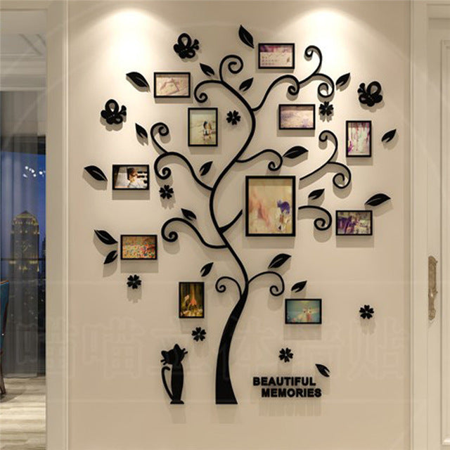 Family Tree Photo Frame Wall Sticker – Acrylic DIY Home Wall Decoration