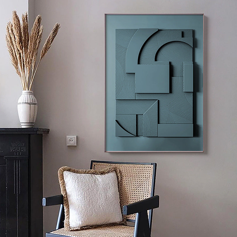 3D Abstract Geometric Morandi Wall Art – Silent Style Canvas Hanging Painting