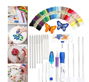 DIY Embroidery Kit with 50 Color Threads – Beginner & Professional Sewing Set