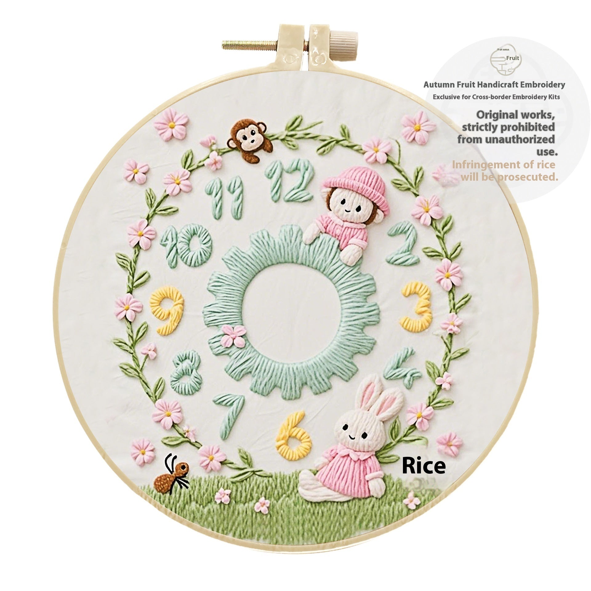 DIY Embroidery Clock Kit: Creative Simple Handmade Wall Decoration Material Package (Choose Your Animal Style)