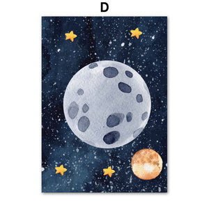 Astronaut Wall Art Canvas – Modern Frameless Space Theme Home Decoration