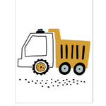 Frameless Excavator Canvas Art Poster: Nordic Style Decorative Painting for Kids Room & Modern Home Decor