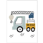 Frameless Excavator Canvas Art Poster: Nordic Style Decorative Painting for Kids Room & Modern Home Decor