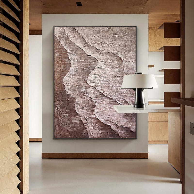 Large Handmade Abstract Oil Painting: Textured Waves Modern Wall Art on Canvas