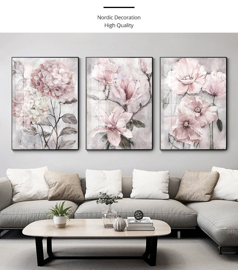 Flower Wall Art Poster – Modern Canvas Print for Bathroom & Living Room Décor | Frameless Home Decoration