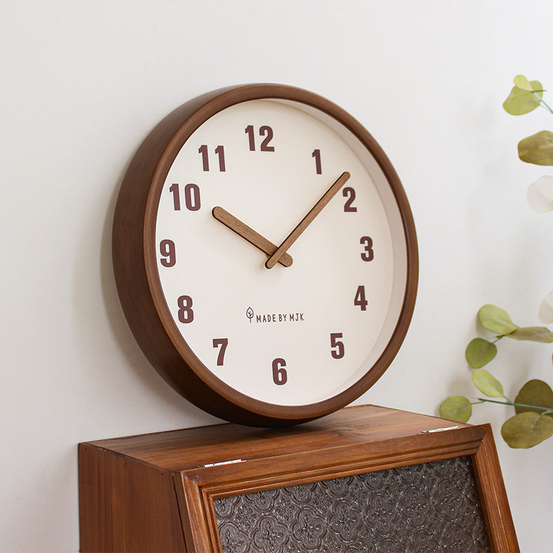 Retro Solid Wood Wall Clock – Modern Minimalist Home Living Room Clock | Silent Creative Decorative Clock