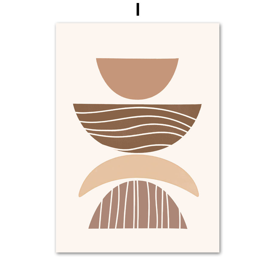 Line Leaves Geometric Abstract Boho Wall Art – Frameless Canvas Home Decor