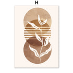 Line Leaves Geometric Abstract Boho Wall Art – Frameless Canvas Home Decor
