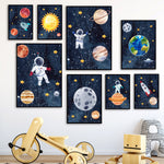 Astronaut Wall Art Canvas – Modern Frameless Space Theme Home Decoration