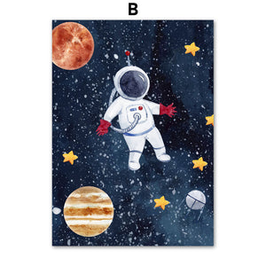 Astronaut Wall Art Canvas – Modern Frameless Space Theme Home Decoration