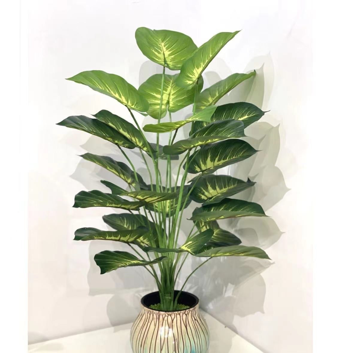 Simulation Green Plant Wall Decoration – Artificial Turtle Back & Coconut Leaf Garden Decor | 12–24 Head Faux PVC Plant