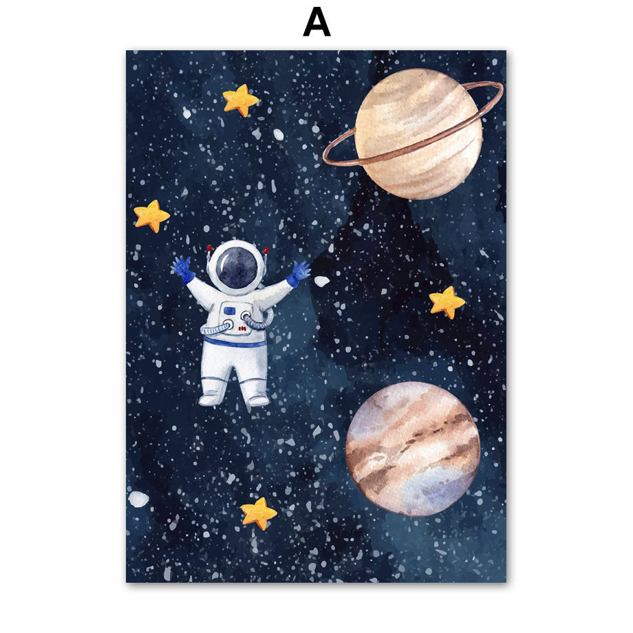 Astronaut Wall Art Canvas – Modern Frameless Space Theme Home Decoration