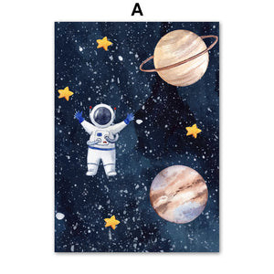 Astronaut Wall Art Canvas – Modern Frameless Space Theme Home Decoration
