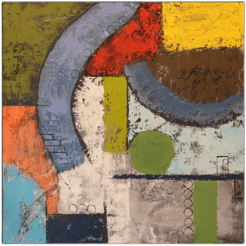 Medieval Style Block Scraper Abstract Oil Painting: Textured Handmade Frameless Canvas Wall Art Decor