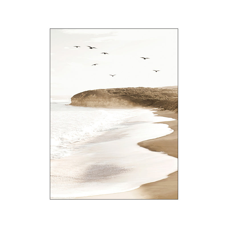 Nordic Modern Canvas Art – Gold Foil Beach Wall Painting | Luxury Oil on Canvas Home Décor