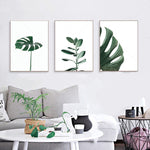 Nordic Style Tropical Plants Poster – Green Leaves Canvas Print | Modern Wall Art for Home & Office Décor