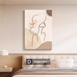 Cream Style Abstract Line Character Wall Art – Decorative Hanging Mural