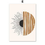 Line Leaves Geometric Abstract Boho Wall Art – Frameless Canvas Home Decor